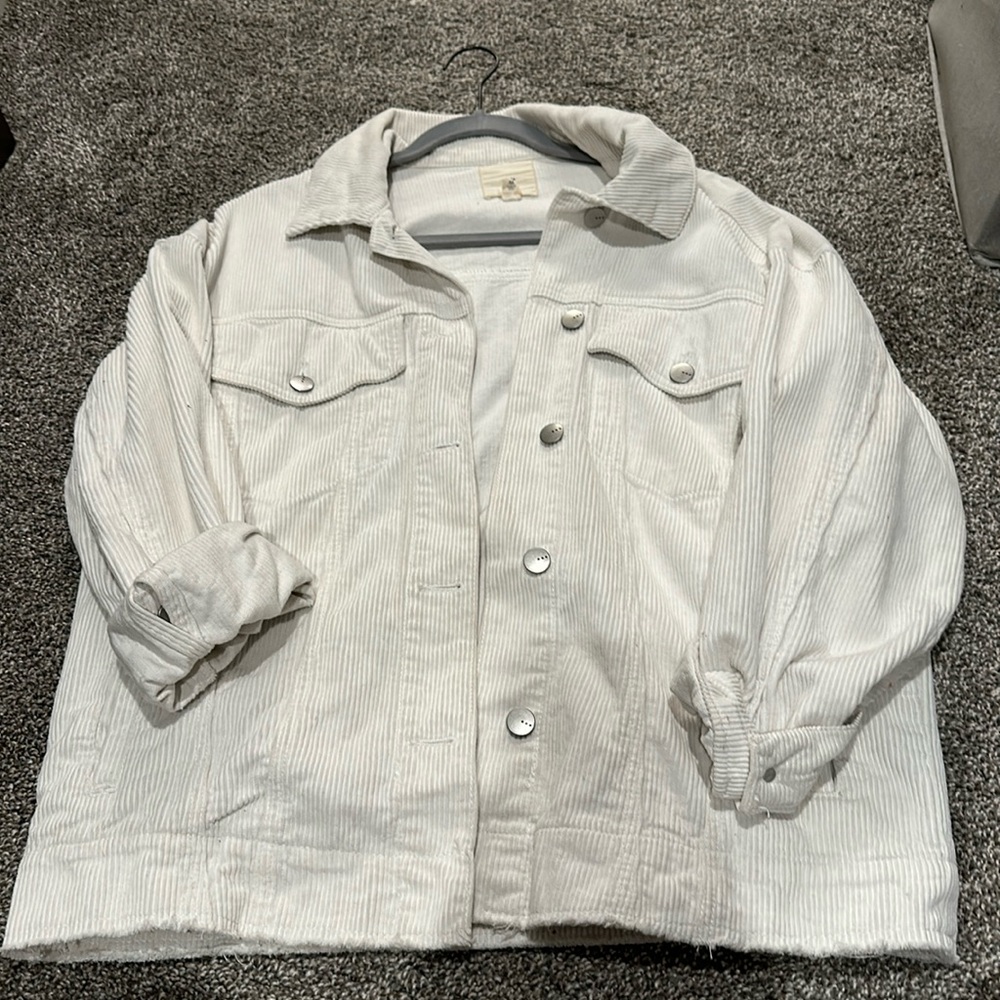 White oversized denim jacket